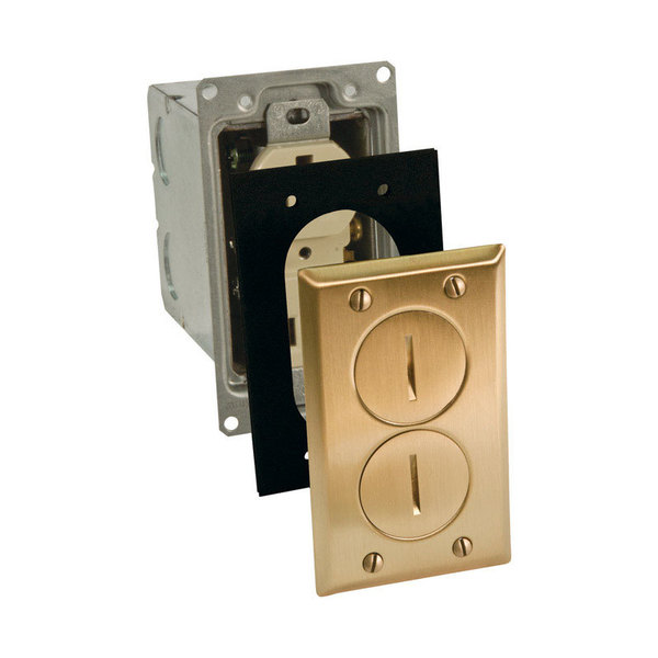 Hubbell Electrical Box, 18.5 cu in, Rectangular Box, 1 Gang, Brass, Rectangular 6500BR-5